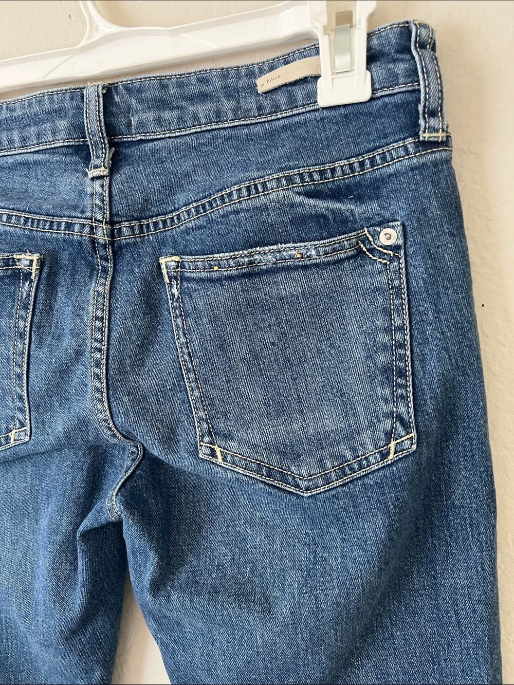EUC Pilcro and the Letterpress Slim Boyfriend Jeans Raw Hem Distressed Size 27 - Picture 7 of 13